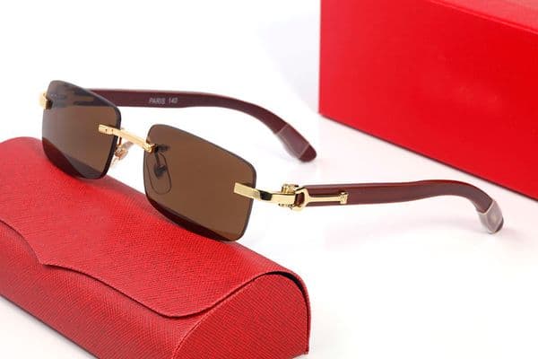 2022 Wood Designer Sunglasses Womens Polarized UV Protection Mens Sunglass Square Shape face UV400 Driving Glasses Frameless C Decorate Male and Female Eyeglasses