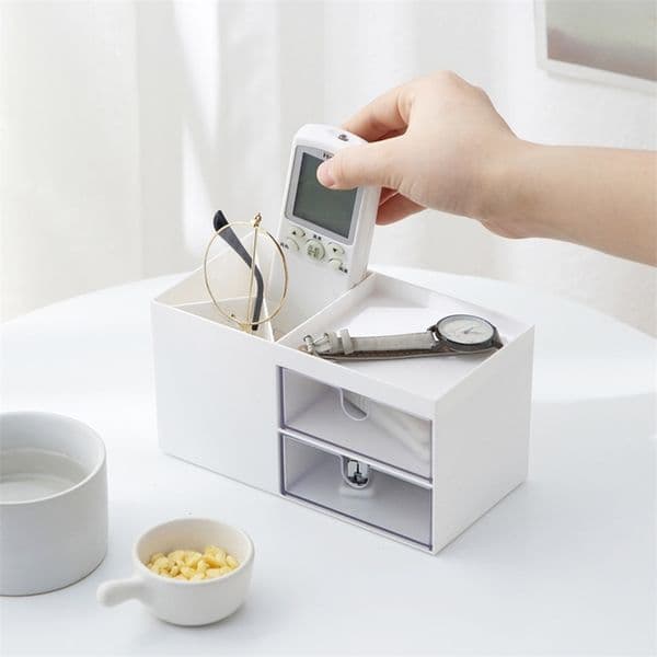 Plastic Cosmetics Storage Box with Drawer Jewelry Independent Desktop Finishing Office Supplies 210423