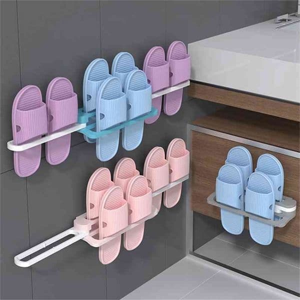 1 Change 4 Self Adhesive Shoes Shelf Towel Folding Holder Rack Wall Mounted Slipper Hanger Hanging Hook Bathroom Shoes Organizer 210811