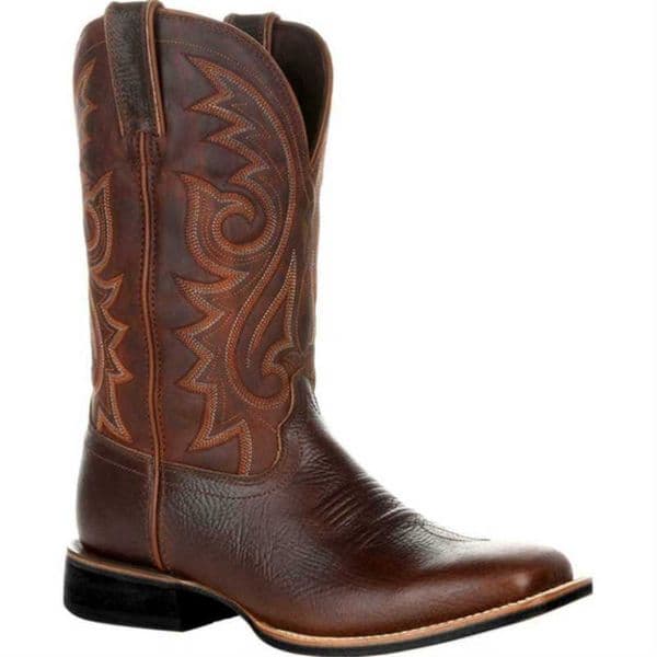 Cowboy Boots Black Brown Faux Leather Winter Shoes Retro Men Women Boots Embroidered Western Unisex Footwear Big Size 48 botas 210826