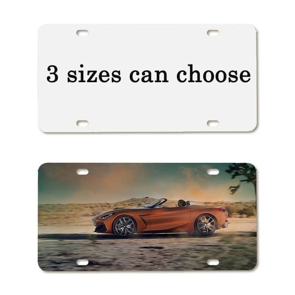 4-holes White Sublimation License Plate Decor Square Aluminum Blank Car Number Plates Dye Coated Hanging Advertising Panel