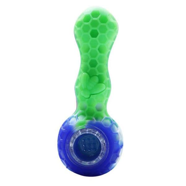 Bong Water Pipe Unbreakable Small Spoon Hand Silicone Pipes with Glass Bowl Display Box