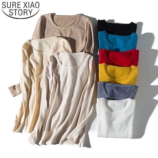 Autumn/winter Fashion Sweaters Long Sleeve O-neck Knitted Casual Solid Pullovers Sweater Women 5793 50 210415