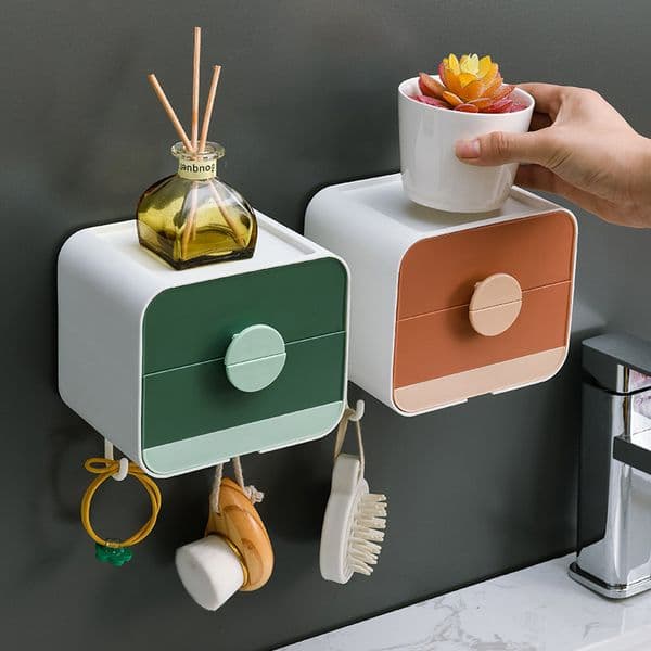 Bathroom Storage Rack Shelf Brush Soap Holder Cosmetic Storage Box Makeup Organizer 210330
