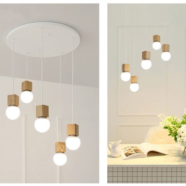 Wood Pendant Lights Vintage Retro Loft Industrial Hanging Lamp for Living Room Kitchen Home Light Fixture wooden Decor Luminaire
