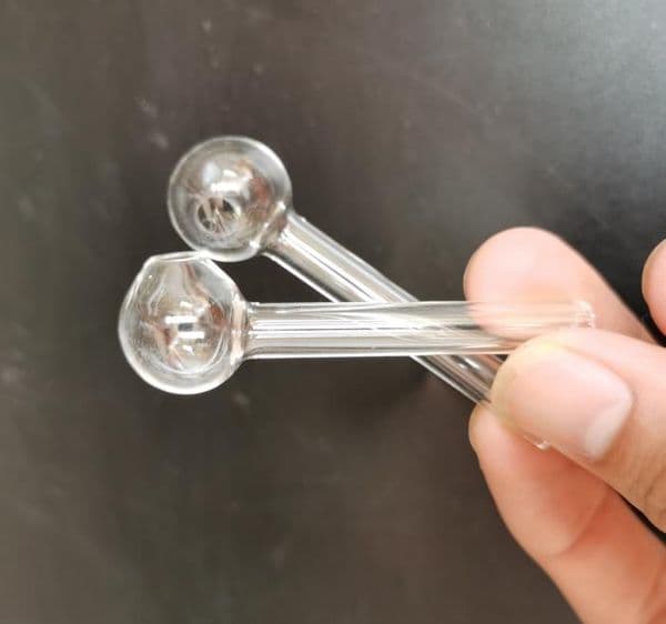 Clear Pyrex Glass Oil Burner Glass Pipe Oil Nail Burning Jumbo Pipe Concentrate Pipes Thick Glass Oil Burner 105mm Transparent Smoking