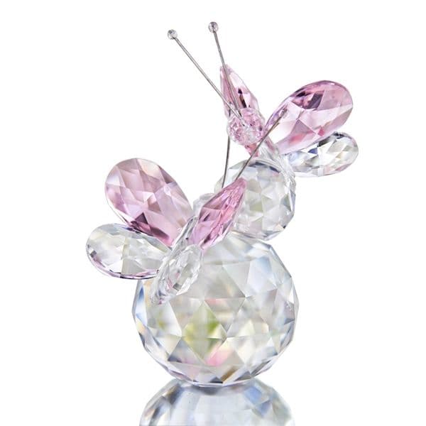H&D Crystal Flying Butterfly Figurine With Ball Base Art Glass Animal Paperweight Decor For Office Table Home XMAS Gift 210804