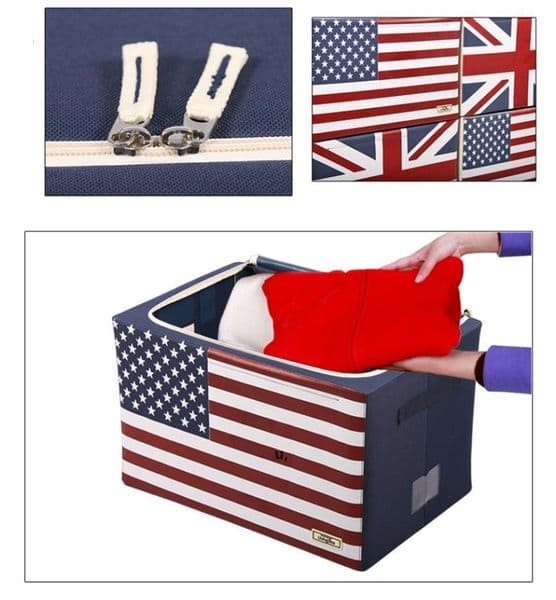 Spinning Storage Box with Cover Large Capacity 56L/66L Folding Clothes Storage Baskets Oxford Wardrobe Organizer Family Retro RRE12864