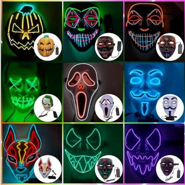 designer face mask Halloween Decorations Halloween Glow mask PVC material LED Halloween Women Men Mask costumes for adults home decor 4961