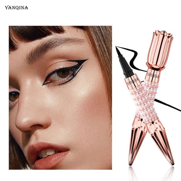 Queen's Scepter Gold Rose Liquid Eyeliner Pen Jet Black Eye Liner Waterproof Sweatproof Hold 24H Long Last Fast Dry Yanqina Wholesale Makeup Pens