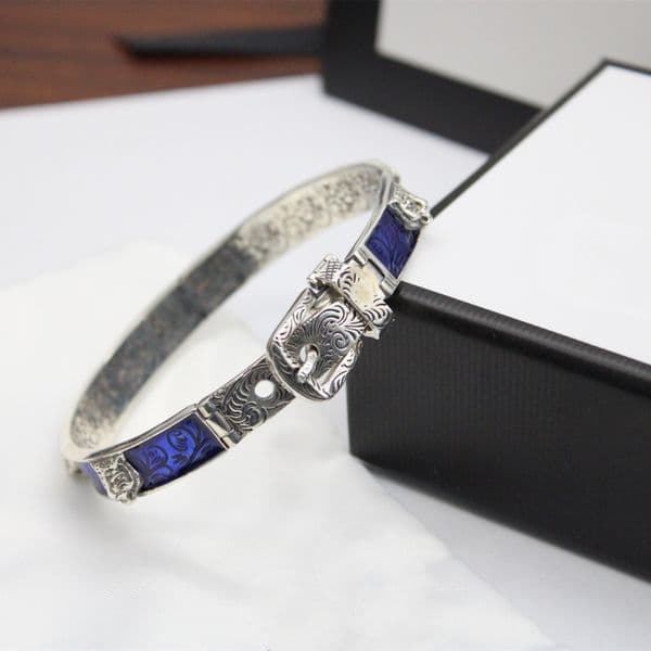 Best Fashion Blue Domineering Tiger Head Bracelet Pattern Enamel High Quality Silver Plated Vintage Bracelet Supply NRJ