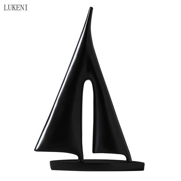 Nordic Modern Minimalist Sailing Boat Small Resin Crafts Creative Living Room Office Desktop Home Decoration 210414