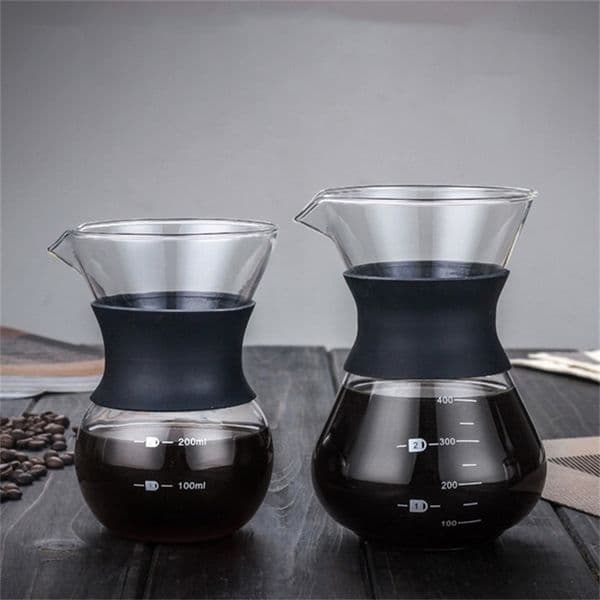 Reusable Glass Manual Maker Stainless Steel Filter Durable Coffee Drip Pot Coffeeware 200/400ml 210408