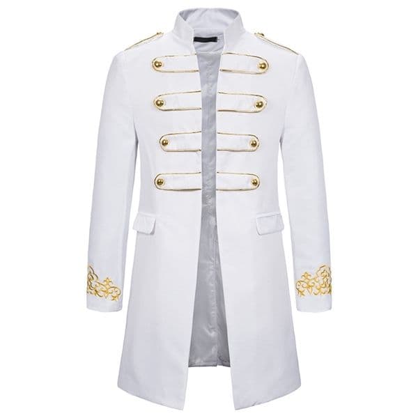 White Stand Collar Embroidery Blazer Men Military Dress Tuxedo Blazer Men Suit Jacket Nightclub Stage Cosplay Blazer Masculino X0615