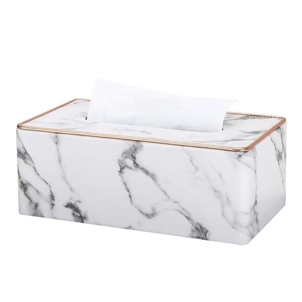 Marble Golden Rim Tissue Box Desktop Washroom Napkin Towel Holder Office Desk Protected Case Metal Edge Ice Crack Boxes 210818