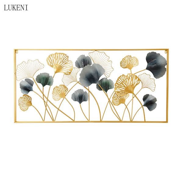 Simple and Modern Ginkgo Leaf Hanging Living Study Model Room Pendant Background Wrought Iron Wall Decoration 210414