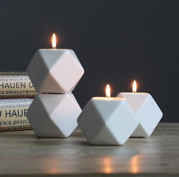 Colors Ceramics Candle Holder Molds 4 ltilateral Geometric Ceramic Candlestick Home Crafts Decorations Candles Rack Mold SN2613 Y260604