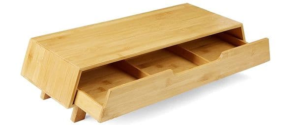 Monitor Stand, Monitor Riser with Pull Out Drawer for Computer, Laptop, Desk, iMac, Bamboo, Eco-Friendly, Brown