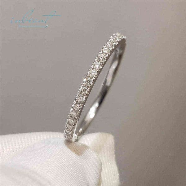 inbeaut 18K White Gold Plated Pass Diamond Test Round Excellent Cut 0.1 ct Micro D Color Moissanite Ring 925 Siver Party Jewelry X220214