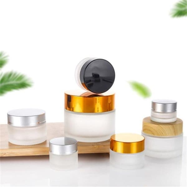 wholesale 5g/5ml 10g/10ml Cosmetic Storage Container Jar Face Cream Frosted Glass Bottle Pot with Lid and Inner Pad
