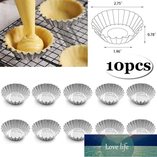 Cake Tools 10pcs Aluminum Egg Tart Mold Reusable Baking Cup for Cupcake Cookie Dessert Bakeware