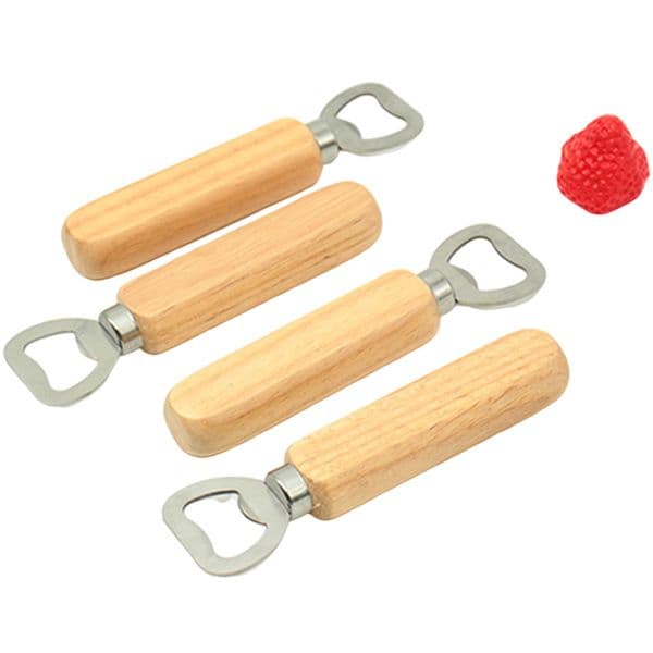 Portable Bartender Bottle Opener Wood Handle Handheld Stainless Steel Wine Beer Soda Glass Cap Bottles Openers Home Kitchen Bar Tools Customizable Logo HY0300