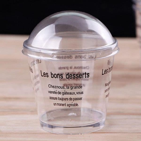 2022 new 180ml Plastic Tiramisu Cup Clear Mousse Cup Sawdust Cup with Dome Lid Disposable Dessert Cake Cups Party Supplies