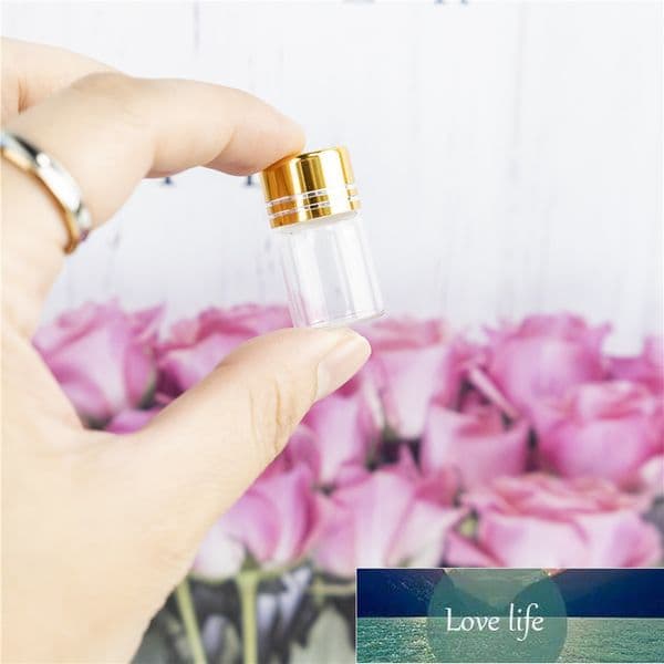 wholesale 2ml Hyaline Glass Container have Spiral Plastic Cap with Golden Tangent Simple Cute Craft Vial Reusable Multipurpose Bottle