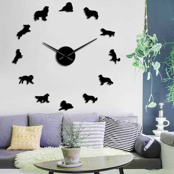 Frameless Cavalier King Charles Spaniel 3D DIY Wall Clock Dog Pet Puppy Shop Wall Art Deco Creative Stickers For Living Room L26052226