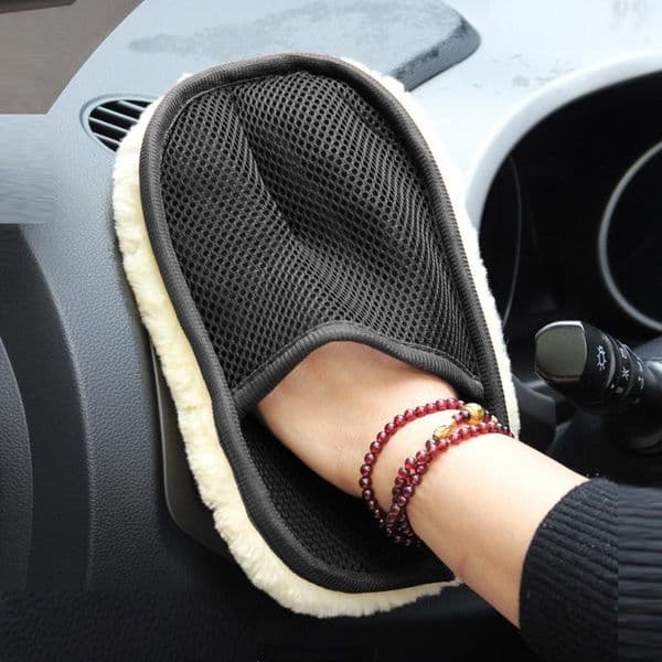 Wool Soft Car Wash Mitt Gloves Kit Accessories Waxing Decontamination Cleaning Cloth Cashmere TX0033