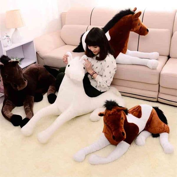 7040cm Giant Stuffed Simulation Animal Horse Plush Toy Prone Horse Doll Kids Children Birthday Xmas Gift Home Decoration 210825L260420