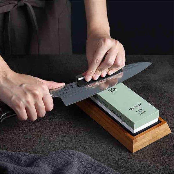 2026 New HEZHEN Kitchen Knife Sharpener Grinding Stone Diamond Sharpening Surface Whetstone Tool With Angle Guide 210615 Free Shipping