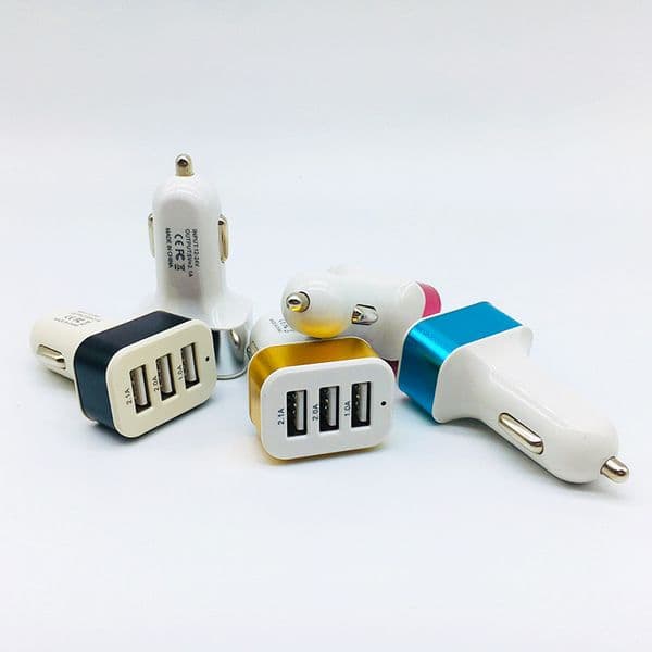 High Quality Adapter Plug Triple 3 USB Port Car Charger For samsung iphone smartphones