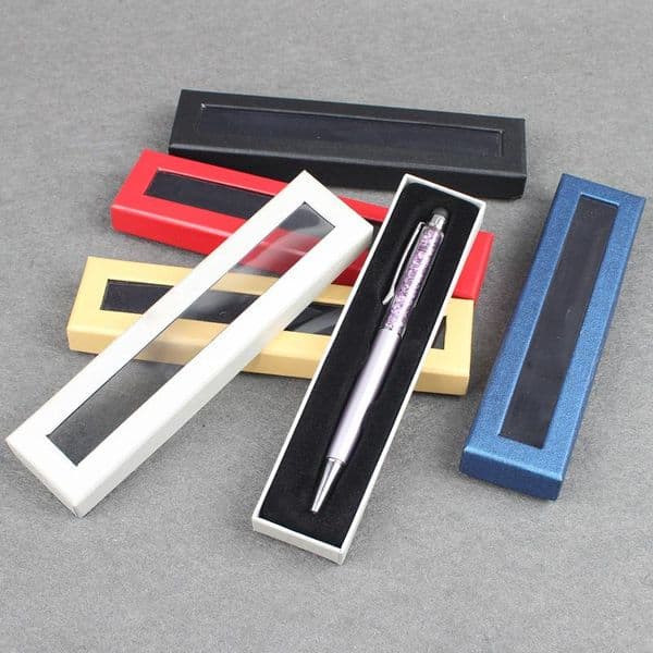 2021 Paper Pen Case with Clear Window Pen Display Boxes Gift Box Customized LOGO
