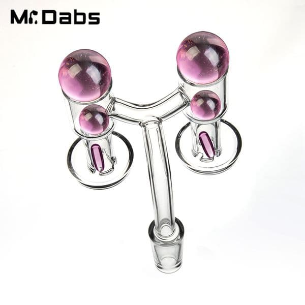 Double Head Terp Vacuum/quartz Vacuum Banger Smoking Accessories Suit for2 Terp Pearls Set(big, Medium) & 1 Capsule Bead 10mm 14mm 19mm Clear Joint