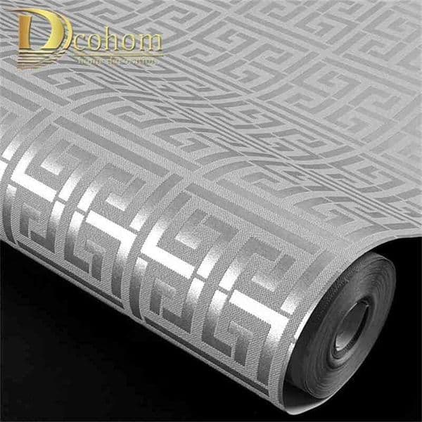 2026 Grey Silver Black And White Modern Geometric Lattice Embossed Texture 3D Wallpaper El Study Background Decor Wall Paper 210722 Free Shipping