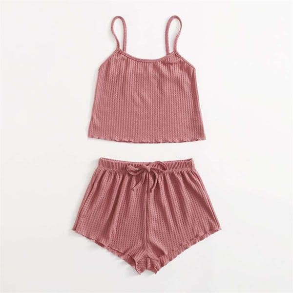 Summer Pajamas Set For Women Soft Comfortable Short Sleeve T-Shirts & Shorts Loose Home wear Strap Underwear 210928