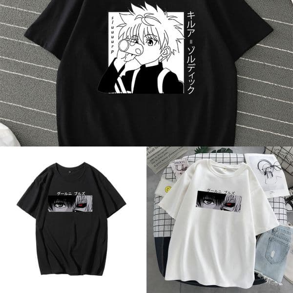 Janpanese Anime Hunter X Hunter T Shirt Men Cotton Summer Graphic Tees Unisex Killua Zoldyck Gon Printed T-shirt Summer Tops X0621