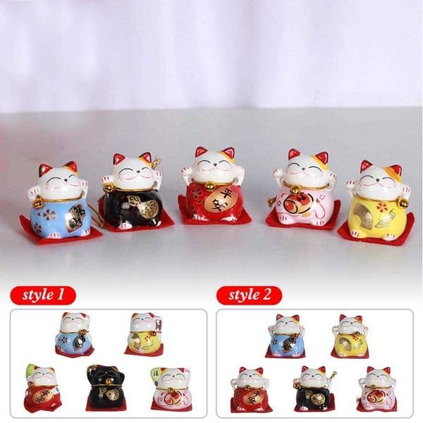 Fashion Black/White Maneki Neko Welcoming Fortune Cat Lucky For Home Car Hotel Restaurant Decor Craft 210607