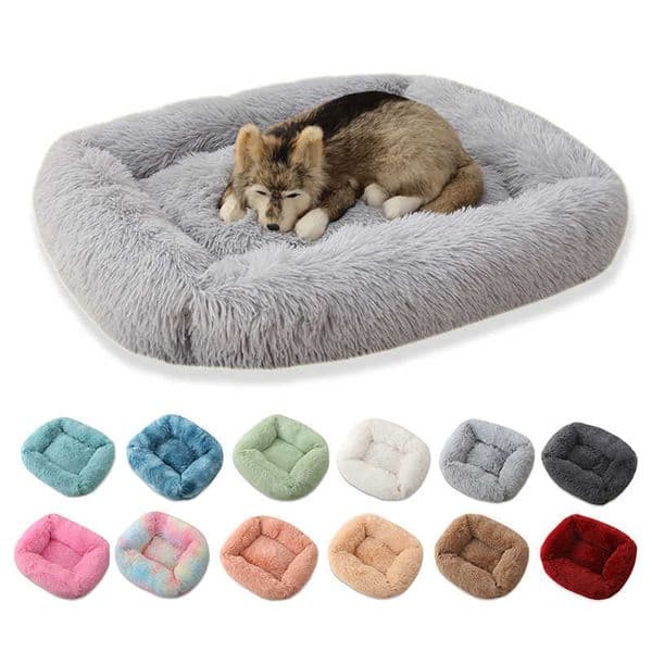 Plush Pet Dog Beds Square Super Soft Dog Bed Warm Plush Cat Mat Dog Mat For Small Medium Large Dogs Puppy Bed House Nest Cushion 211009