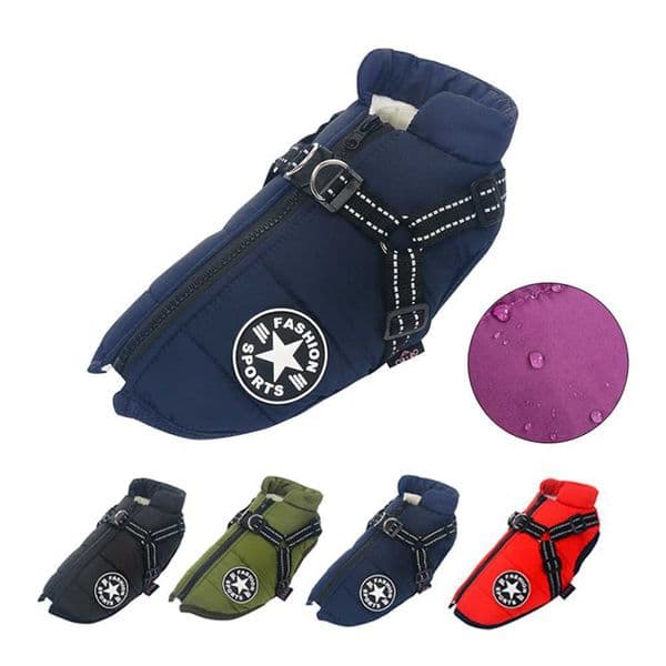 Winter Dog Clothes For Small Dogs Warm Fleece Large Dog Jacket Waterproof Pet Coat With Harness Chihuahua Clothing Puppy Costume 211007