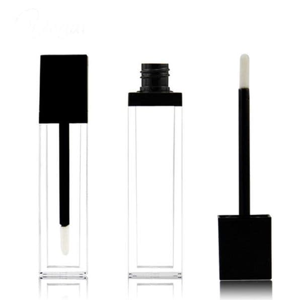 Clear Square Plastic Lip Gloss Tubes Empty Lipgloss Sample Container Cosmetic Lip Glaze Packaging Bottle Square Plastic Lip Gloss Tubes