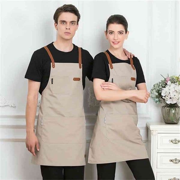 Unisex Fashion Chef Cook Kitchen Apron Coffee Shop Hairdresser Sleeveless Work Uniform Bib Clothing Antifouling Aprons 210629