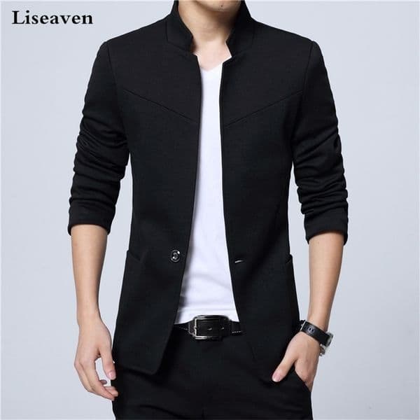 Liseaven Blazer Men Jackets Male Stand Collar s Slim Fit s black Jacket Plus Size 5XL 211110