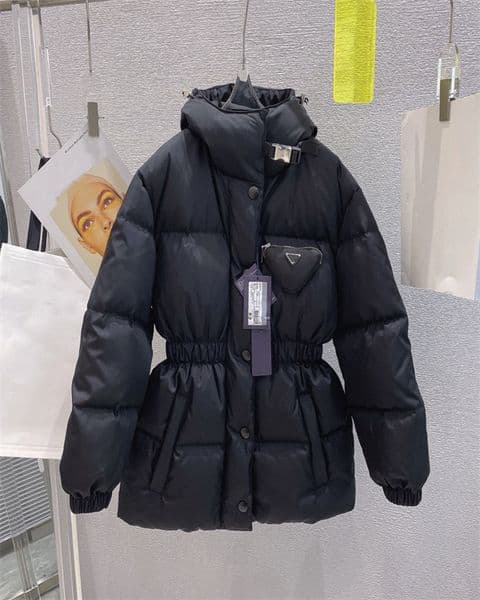 Women's Jackets Long Winter Down Coats Women Hooded Cotton Outwear Parkas Jackets Fashion Letters Pattern Black Coat Solid Zipper Pocket Clothing Keep Warm