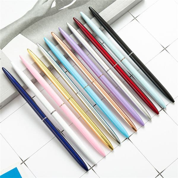 Metal Ballpoint Pen Business Office Advertising Stationery Thin Pens 1.0 Mm Refill Ink Black Writing Gift