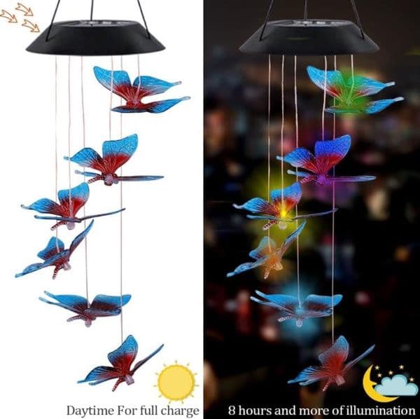 Designer Designer Solar Hummingbird Butterfly Wind Chimes Party Gift Set gift set Decor Color Changing Outdoor Waterproof Mobile Hanging Pendant Lights For Porc