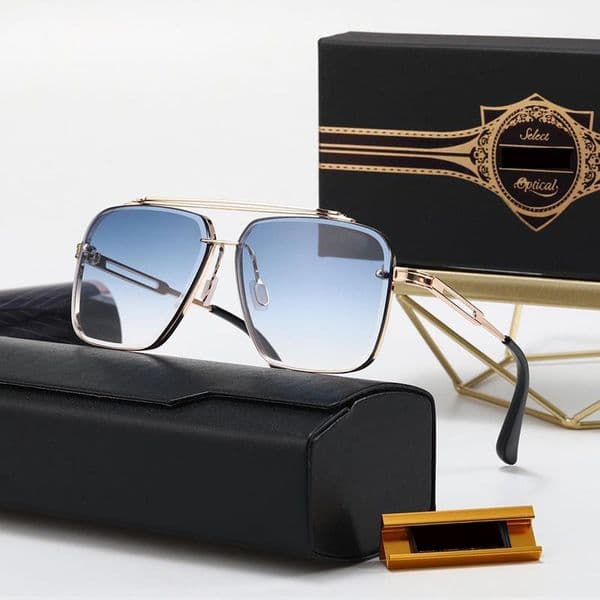 Designer Cycling Sunglasses Woman Man Mach and Mach Sun glasses Metal Oversized Big Goggle Square Sunglass Mens Women Blue Rays Hollow Out UV 400 Lens Eyeglasses Box