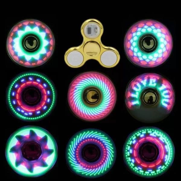 Cool Spinning Top Coolest LED Dimming Fidget Spinning Finger Toy Pack Kids Toys Auto Change Pattern With Rainbow Up Hand Spinner