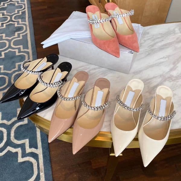 High Heels Pointed Rhinestone Sandals Women Shoes 2025 Summer Sandals Patent Leather Pointed Toe Word with Stiletto Semi-drag Shoes